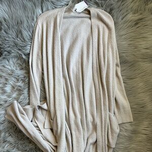 Barefoot Dreams Lightweight Open-Front Robe Cardigan in Cream Long